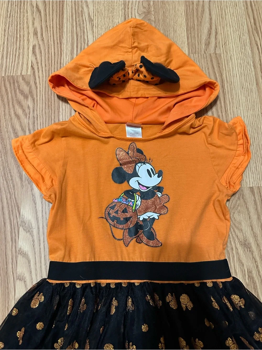 Disney Orange & Black Minnie Halloween Hooded Skater Dress